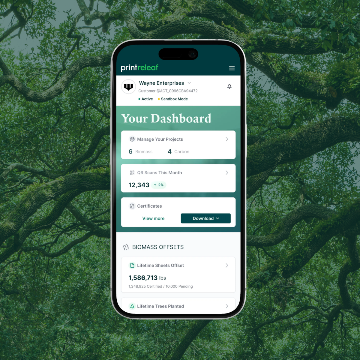 PrintReleaf QR codes show users positive impact in real time